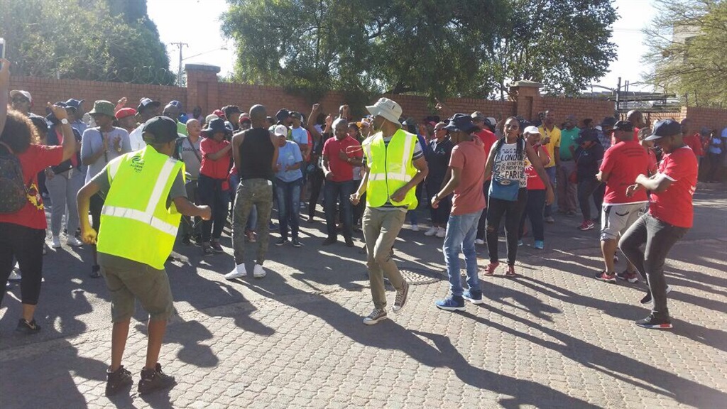 Road Accident Fund employees affiliated to Numsa strike outside the RAF offices in Menlyn Park, Pretoria today. Picture: Numsa 