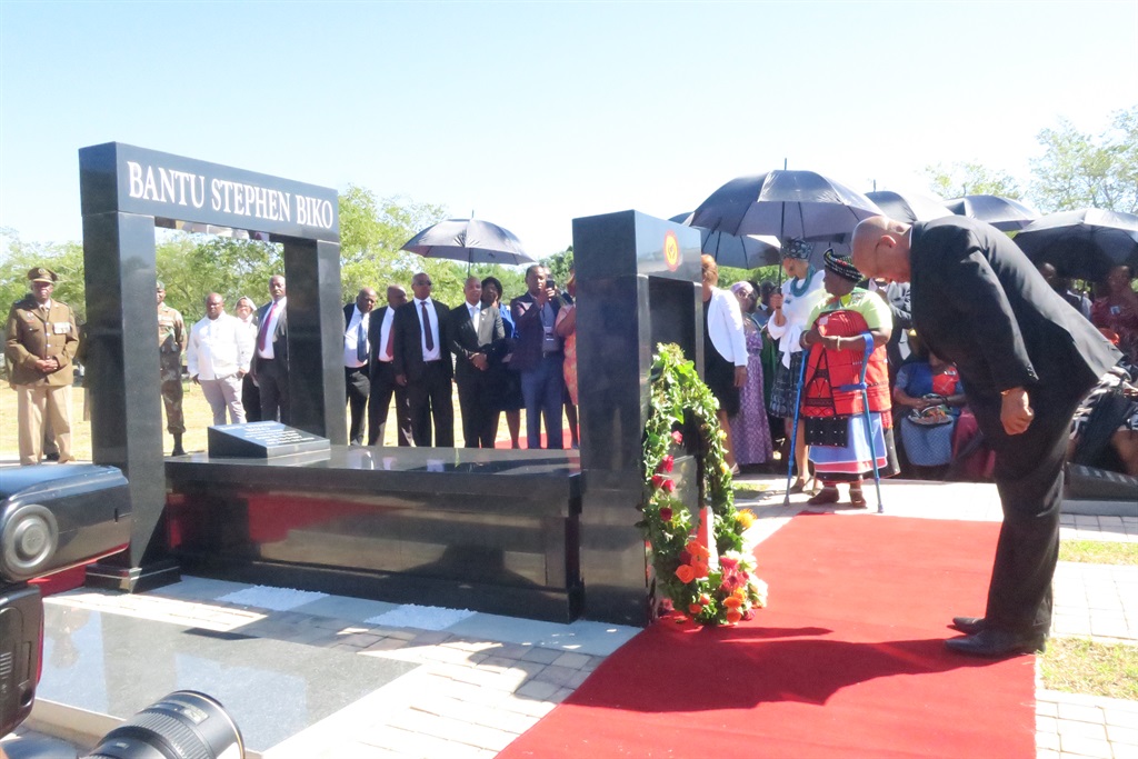 President Zuma at Steve Biko’s grave on Tuesday during human rights day.Picture: Lubabalo Ngcukana/City Press