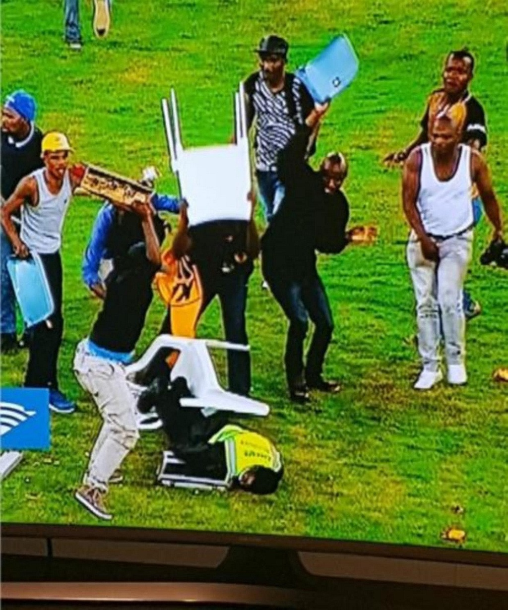 Kaizer Chiefs fans attack a security guard at the Moses Mabhida stadium in Durban on Saturday night. Picture:File