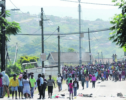 Angry Lindelani residents marching yesterday.                      Photo by Jabulani Langa 