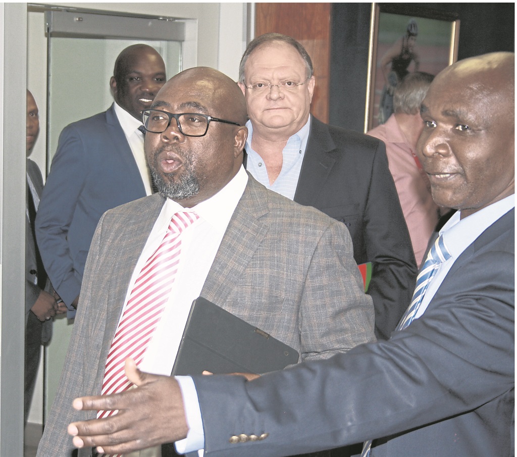 New Sport Minister Thulas Nxesi gets a tour of the department’s offices in Tshwane yesterday. Photo by Mathews Mpete
