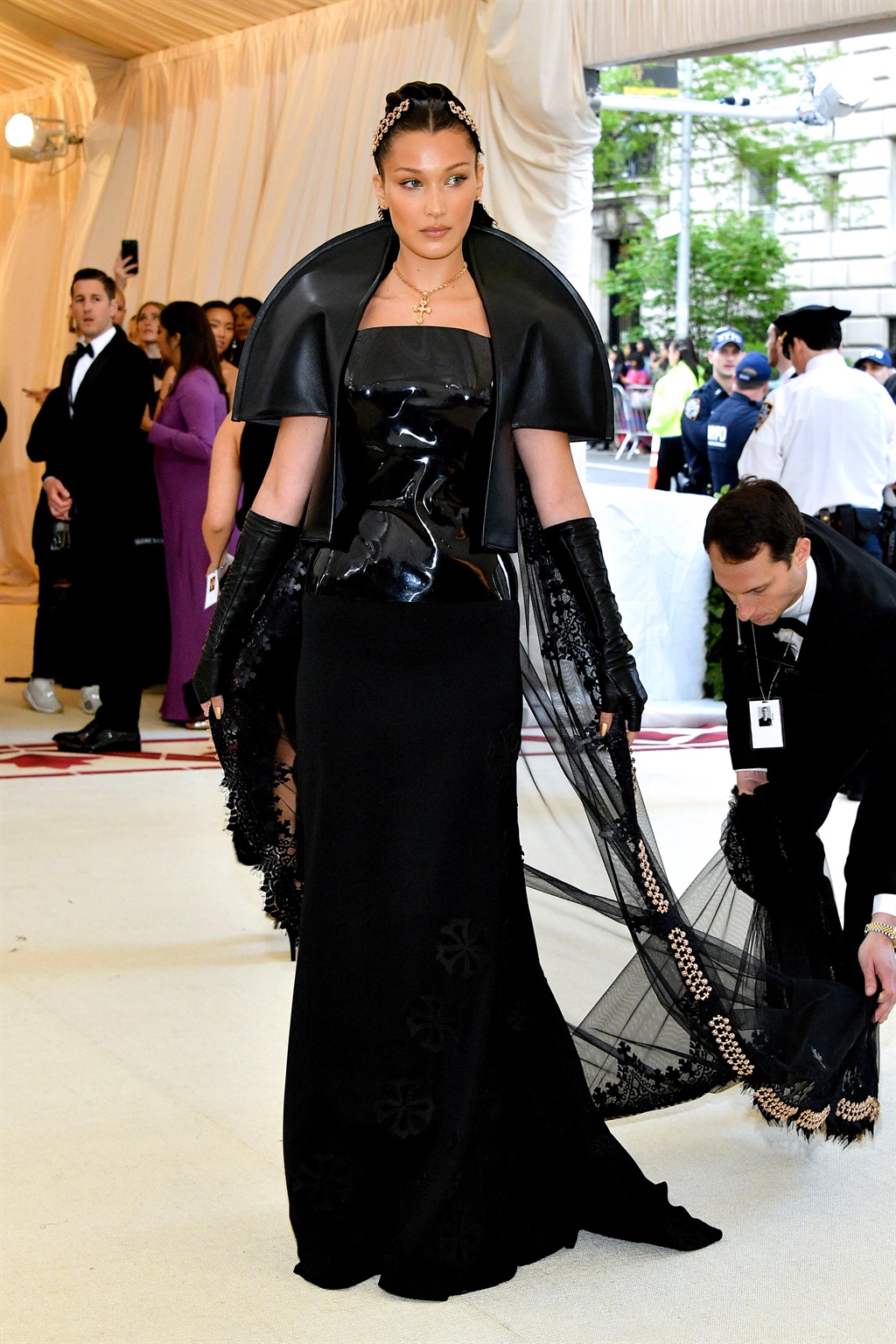 Bella Hadid Wears Rihanna's Fenty Maison Dress