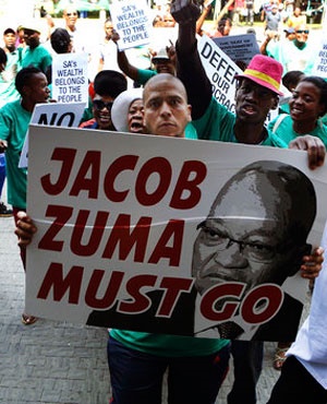 Demonstrators protest against President Jacob Zuma. (AP)