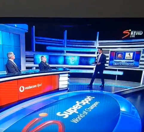 Supersport analyst Ashwin Willemse walks off set. 