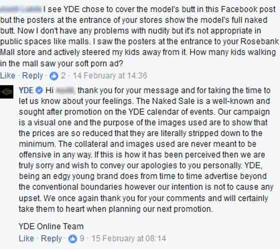 YDE Facebook complaint