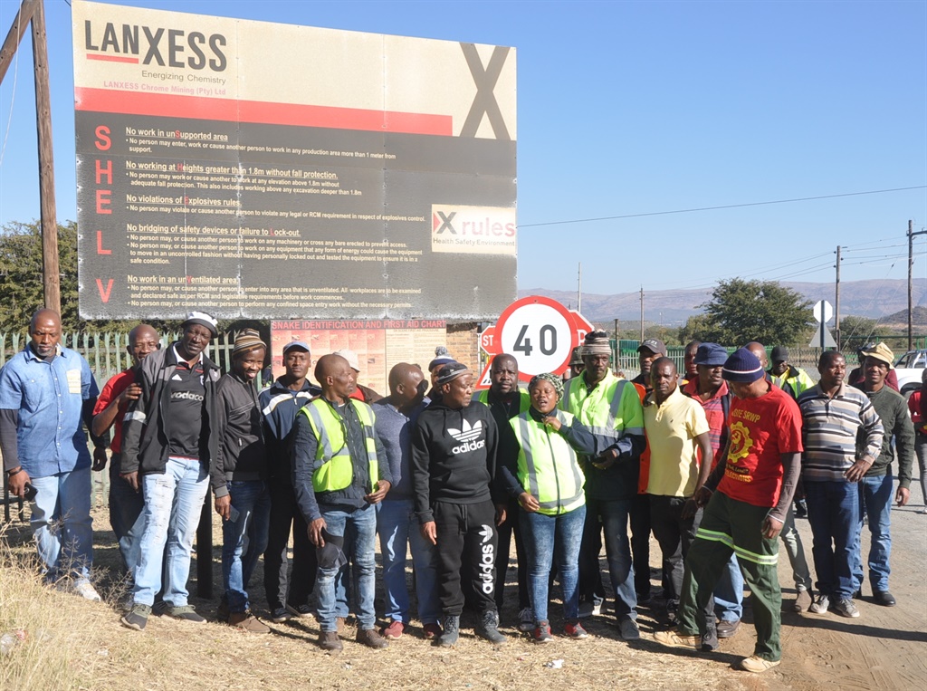 Workers from Lanxess mine in Rustenburg are on strike in supporting other  workers underground since Wednesday..Photo by Rapula Mancai 