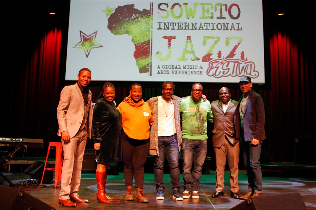 Thabo Rangwaga, Nonni Kubeka, Nomsa Mazwai, Nolan Baynes, Ernie Smith, Martins at the Soweto International Jazz Festival briefing Photo: Supplied 