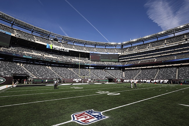 General view of MetLife Stadium prior to an NFL football game between the Miami Dolphins and the New York Jets on 24 November 2023 in East Rutherford, New Jersey. (Photo by Perry Knotts/Getty Images)