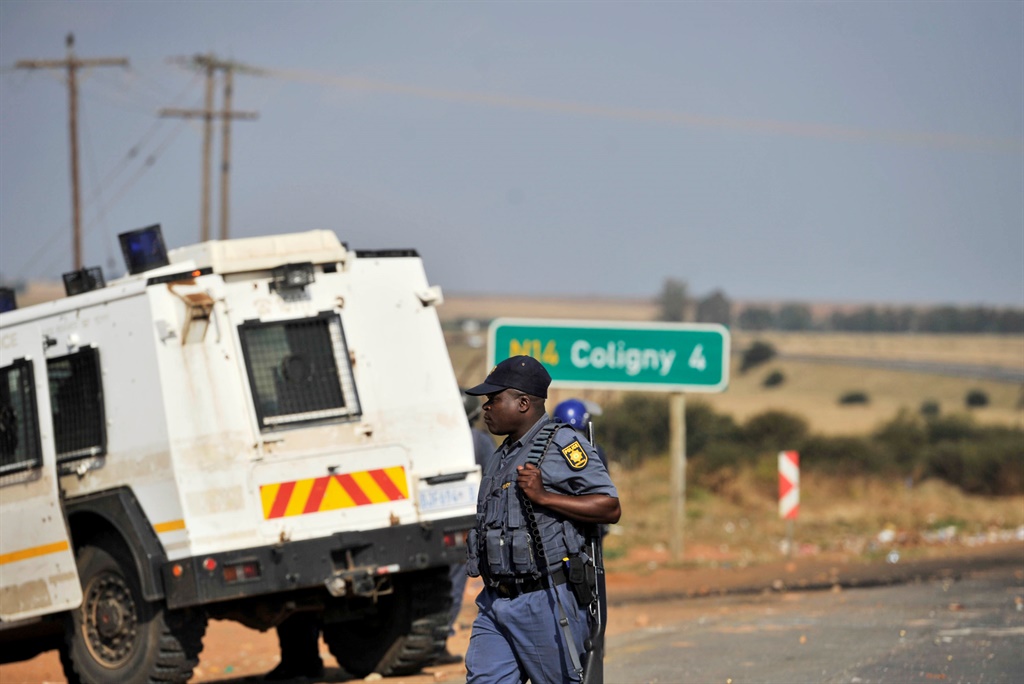 Police on patrol in Tlhabologang township near Coligny. Picture: Tebogo Letsie
