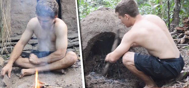 This bloke has serious skills. (Screengrabs: YouTube/Primitive Technology)