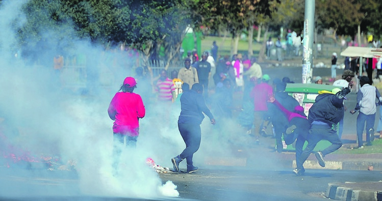Protesters in Diepkloof blocked roads with burning tyres and rubbish yesterday.     Photo by Felix Dlangamandla 