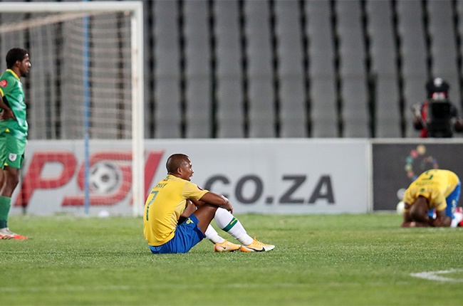 Sundowns players dejected during the Absa Premiership match between Mamelodi Sundowns and Baroka FC at Dobsonville Stadium on August 30, 2020 in Johannesburg, South Africa.