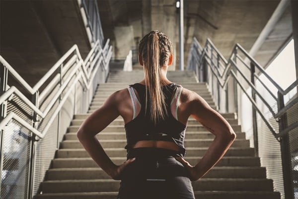 running, mindset, woman, stairs, health