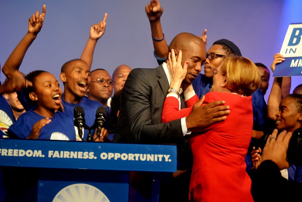 Helen Zille congratulates Mmusi Maimane as he is elected as DA leader. Picture: Luvuyo Mehlwana