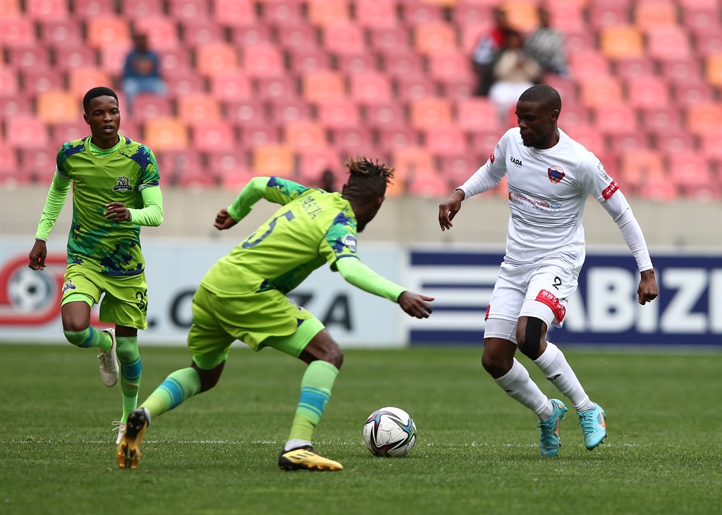 GQEBERHA, SOUTH AFRICA - SEPTEMBER 17: Zuko Mdunyelwa of Chippa United during the DStv Premiership match between Chippa United and Marumo Gallants FC at Nelson Mandela Bay Stadium on September 17, 2022 in Gqeberha, South Africa (Photo by Richard Huggard/Gallo Images)