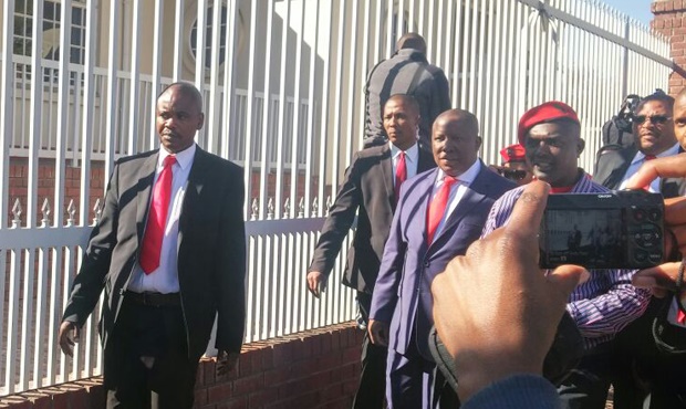 Julius Malema arrives at the High Court in Polokwane.<br />