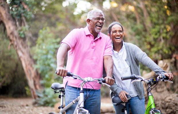 Older couple going for a bike ride