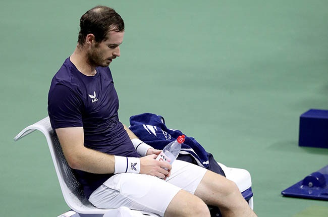 Andy Murray cools down on a changeover during his second round US Open match against Felix Auger-Aliassime on 3 September 2020.  