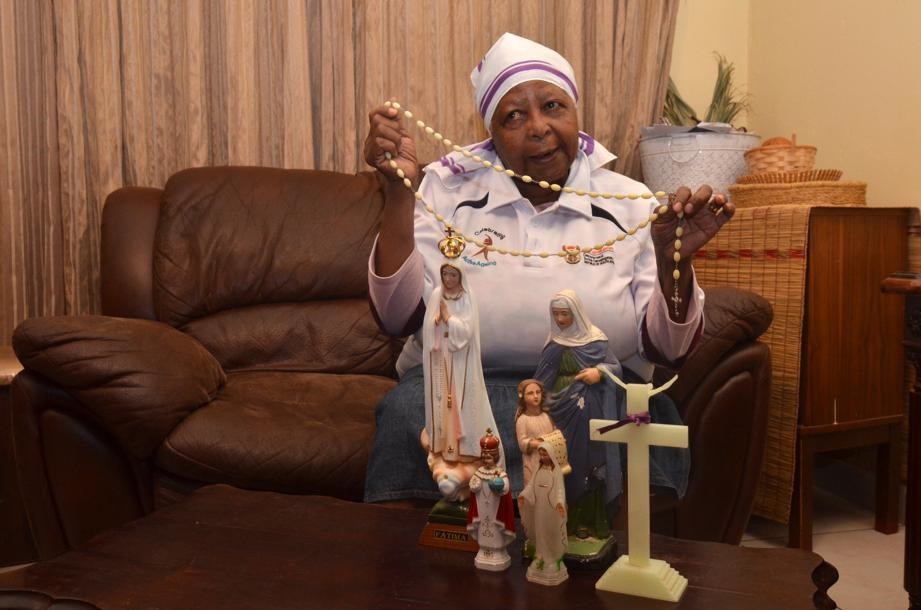 FEAR NO EVIL: Gogo Ernestina Machaka believes her religious figures trapped the man in her yard. 
Photo by Zamokuhle Mdluli

