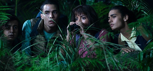 Nicholas Coombe, Jeff Wahlberg, Isabela Moner and Madeleine Madden in 'Dora and the Lost City of Gold'. (Paramount Pictures)