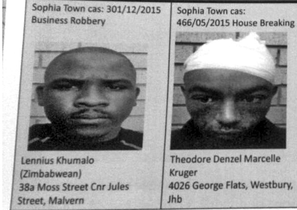 Four of the nine suspects who escaped from Sophiatown Police Station.                   Photo supplied