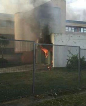Flames ravage the offices of Eastern Cape Premier Phumulo Masualle. Photo supplied