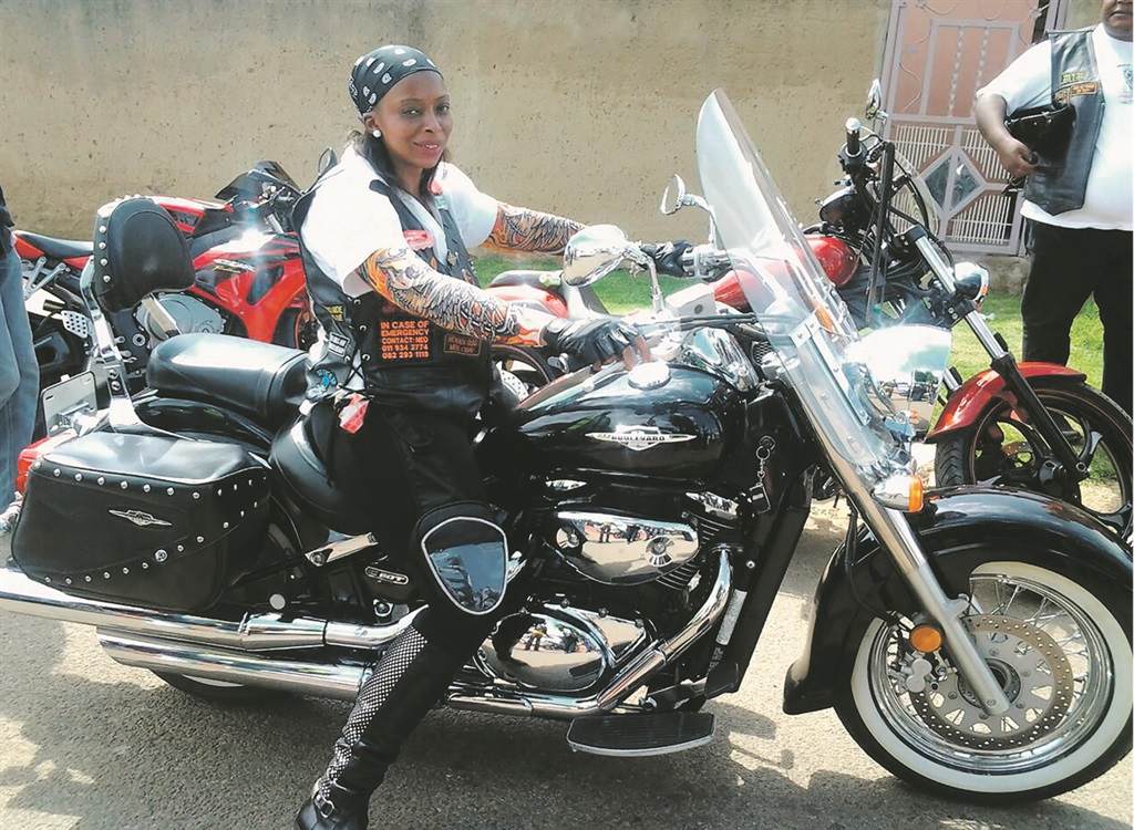 Neo Luthuli from Soweto is a lady with a black and shiny beast of a bike.     Photos by Thabo Monama