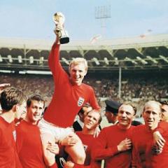 England captain Bobby Moore lifts the trophy. (AFP)