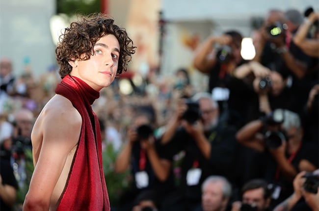 Timothee Chalamet, detail, attends the Bones And All red carpet
