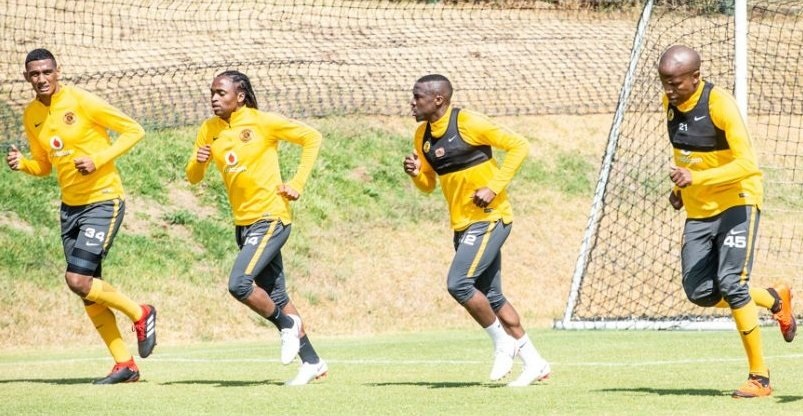 New make-up: Kaizer Chiefs new recruit Mario Booysen with Siphiwe Tshabalala, George Maluleka and Lebogang Manyama going through their paces at training this week. Picture: Kaizer Chiefs/Twitter