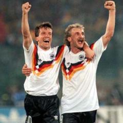 Germany's Lothar Matthäus and Rudi Völler