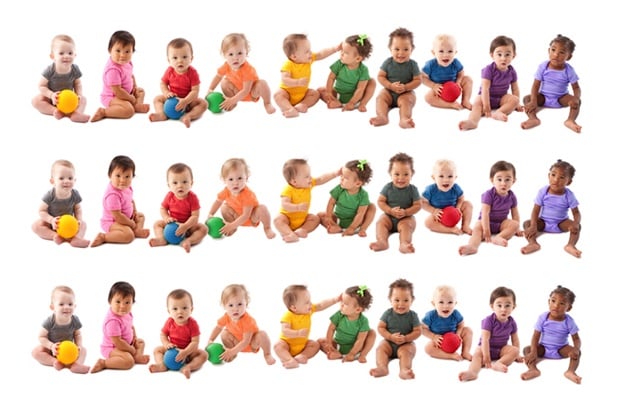 While this image was sourced with an initial row of 10 babies, it was further edited to better suit the story. Unfortunately, we were unable to fit the grand total of 69 children in the space provided. (Original image: iStock)