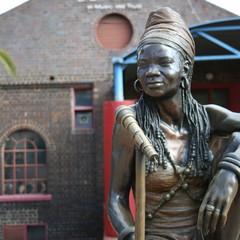 Legendary Brenda Fassie's statue outside Bassline in Newtown