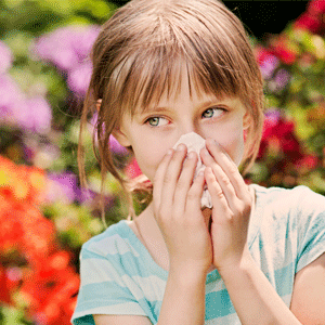 Girl suffering from pollen allergies