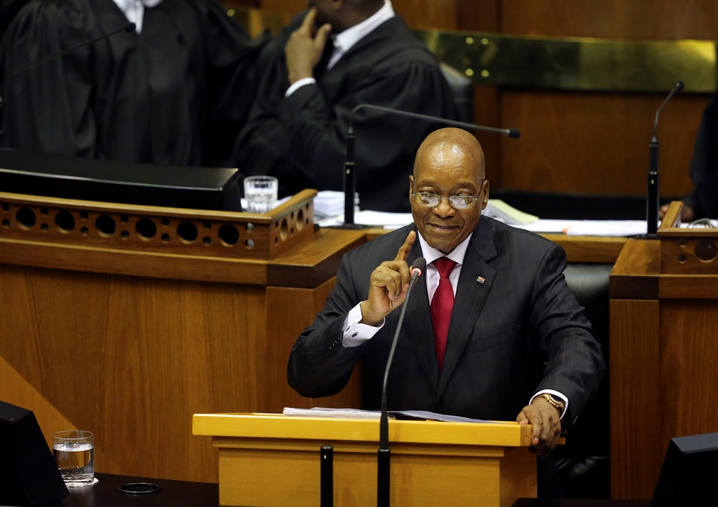  President Jacob Zuma delivers his state of the nation address in Parliament on February 9 2017.  Picture: Sumaya Hisham/EPA 