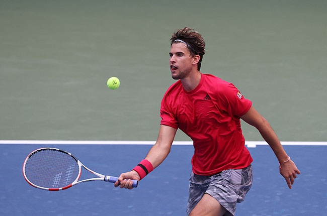 Austria's Dominic Thiem in action during his US Open fourth round match against Canada's Felix Auger-Aliassime on 7 September 2020.