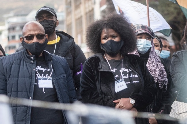 Uyinene Mrwetyana's parents, Philip and Noma, during a march to parliament to bring attention to gender-based violence. (PHOTO: Gallo Images / Getty Images)