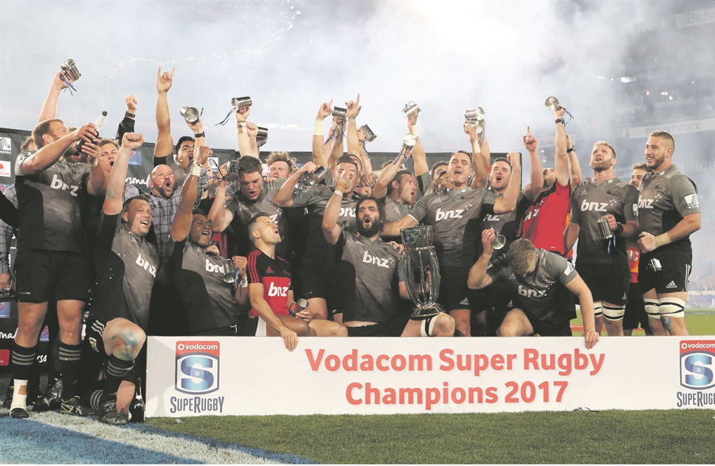 Victorious: The Crusaders celebrate after beating the Lions in the 2017 Super Rugby final match at the Ellis Park Stadium, Johannesburg yesterday. Picture: Muzi Ntombela / BackpagePix