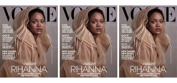 Rihanna on the cover of Vogue. (Photo: Ethan James Green via Instagram/voguemagazine)