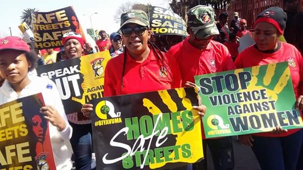 Female members of Cosatu lead a march in Gauteng today, against gender-based violence. PHOTO: TWITTER/@_COSATU
