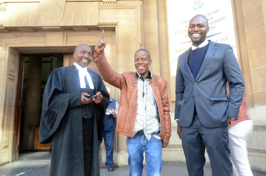Advocate Jerry Koma (left), prophet Mboro and Advocate Moses Mkhabela outside the High Court in Joburg yesterday.Photo by Zamokuhle Mdluli 