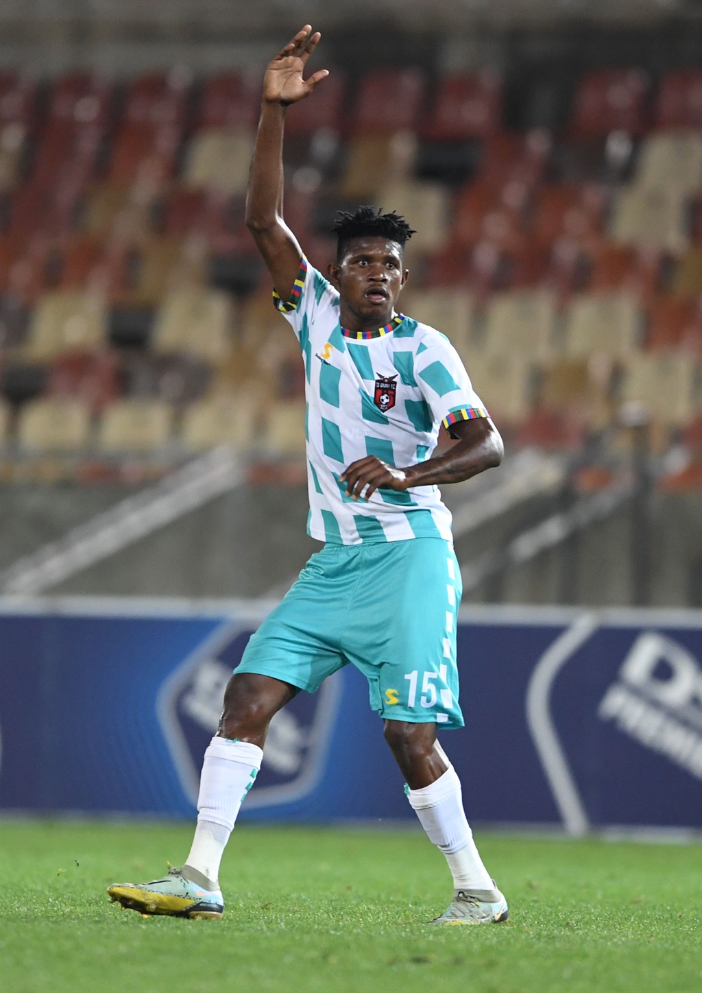 POLOKWANE, SOUTH AFRICA - MAY 03: Bathusi Aubaas of TS Galaxy during the DStv Premiership match between Sekhukhune United and TS Galaxy at Peter Mokaba Stadium on May 03, 2023 in Polokwane, South Africa. (Photo by Philip Maeta/Gallo Images)