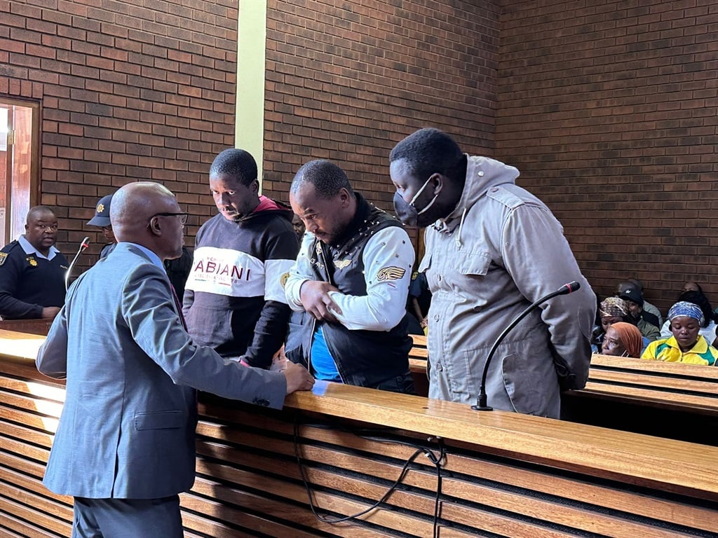 Khulekani Mduli, Zamokuhle Ntombela and Lindani Mtshali appeared in the Lenasia Magistrate's Court on Monday. (Iavan Pijoos/News24)