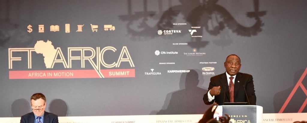 President Cyril Ramaphosa delivers the opening address at the 6th Financial Times Africa Summit. Picture: Supplied