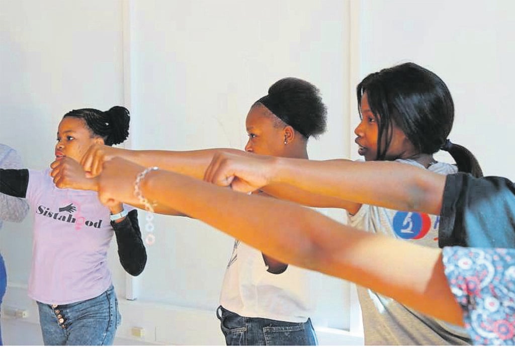 Local girls were given a self-defence class during Women's Month.