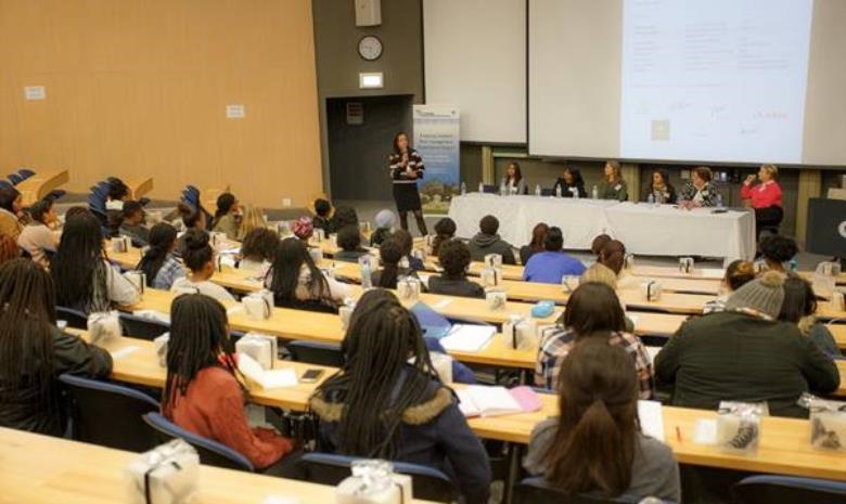 RMB’s Co-Head of Investment Banking, Emrie Brown, addresses female undergraduate students at UCT