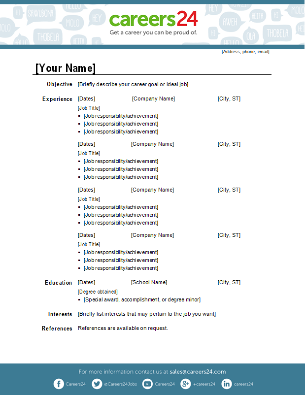 another 4 free downloadable cv templates for south african job seekers