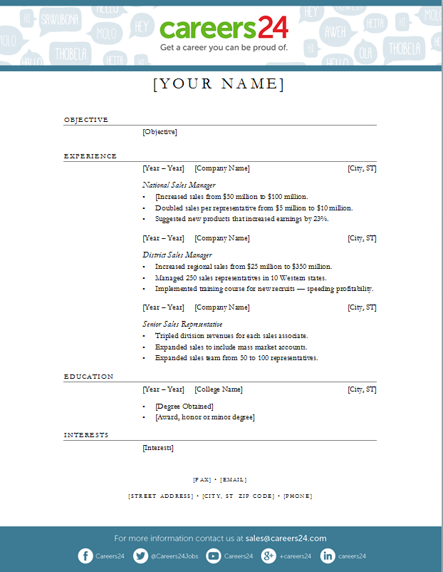 Another 4 free downloadable CV templates for South African job seekers | Careers24