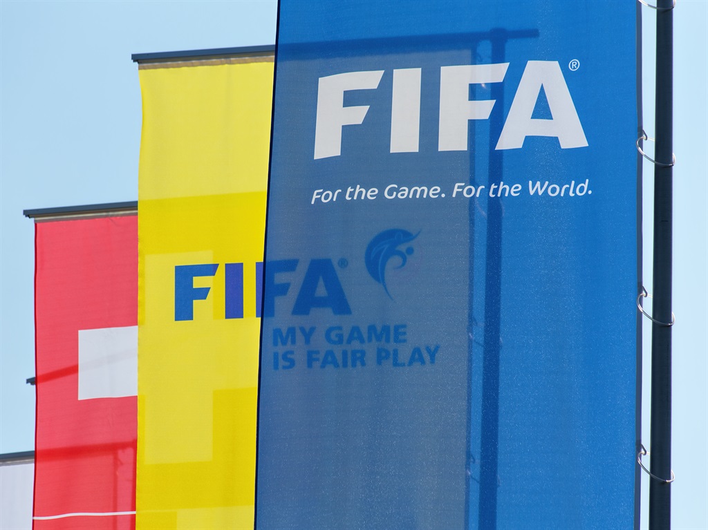 Flags at the entrance to the Fifa headquarters in Zurich, Switzerland. Picture: iStock/Gallo Images