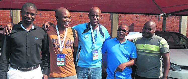 From left: Fired Metro cop Siphamandla Madida, union leaders Dumile Khanya and Sibongiseni Mnguni and Siyabonga Mzobe and Mthembeni Mtshali, who were also fired, celebrate their victory on Friday after they won their appeal.